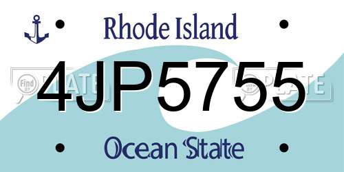 4JP5755 Rhode Island License Plate