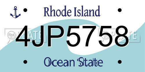 4JP5758 Rhode Island License Plate