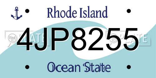 4JP8255 Rhode Island License Plate