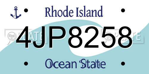 4JP8258 Rhode Island License Plate