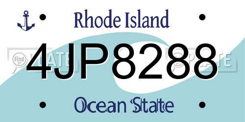4JP8288 Rhode Island License Plate