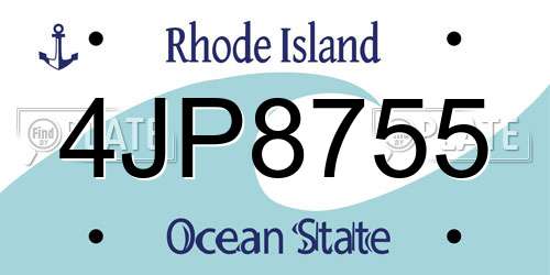 4JP8755 Rhode Island License Plate