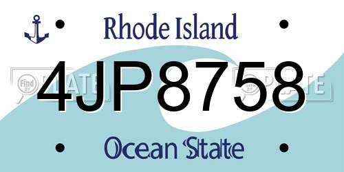 4JP8758 Rhode Island License Plate