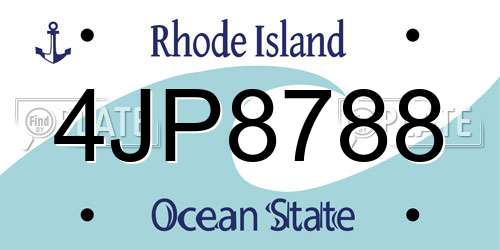 4JP8788 Rhode Island License Plate
