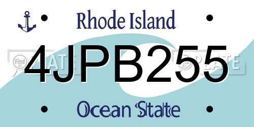 4JPB255 Rhode Island License Plate