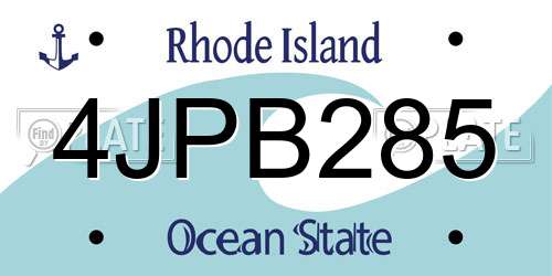 4JPB285 Rhode Island License Plate