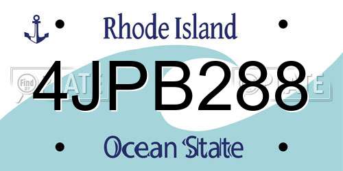 4JPB288 Rhode Island License Plate