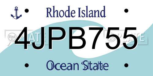 4JPB755 Rhode Island License Plate