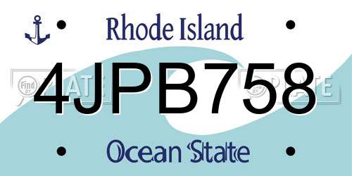 4JPB758 Rhode Island License Plate