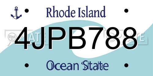 4JPB788 Rhode Island License Plate