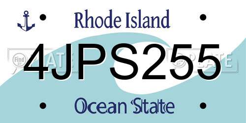4JPS255 Rhode Island License Plate