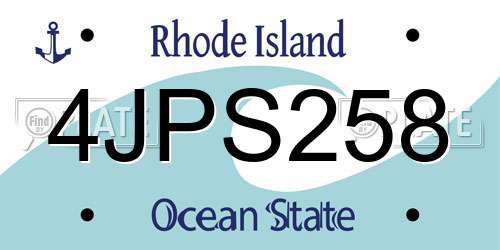 4JPS258 Rhode Island License Plate