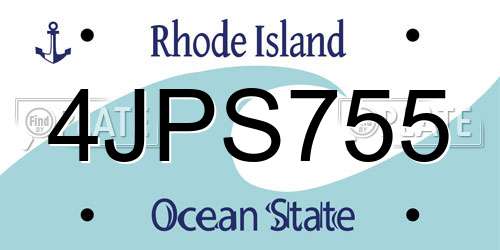4JPS755 Rhode Island License Plate