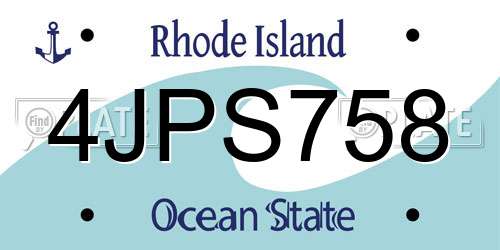 4JPS758 Rhode Island License Plate