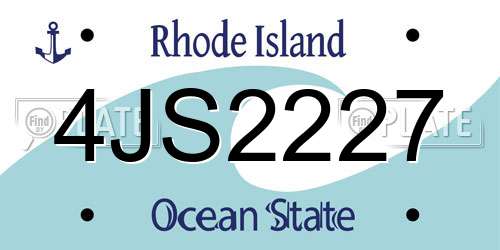 4JS2227 Rhode Island License Plate