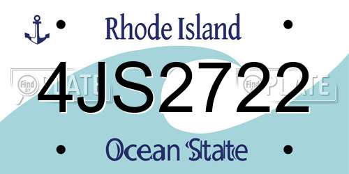 4JS2722 Rhode Island License Plate