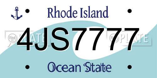 4JS7777 Rhode Island License Plate