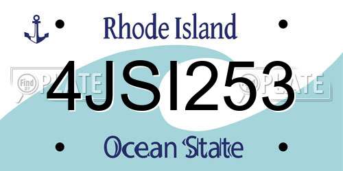 4JSI253 Rhode Island License Plate