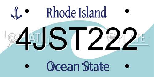 4JST222 Rhode Island License Plate