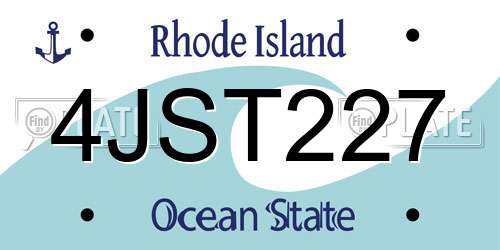 4JST227 Rhode Island License Plate