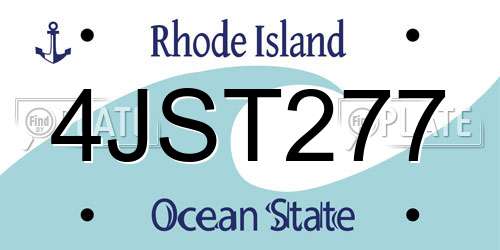 4JST277 Rhode Island License Plate