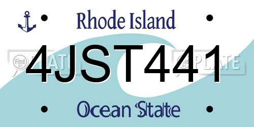 4JST441 Rhode Island License Plate