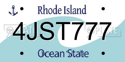 4JST777 Rhode Island License Plate