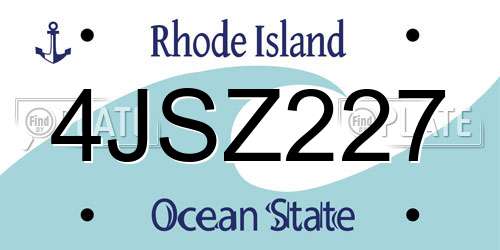 4JSZ227 Rhode Island License Plate