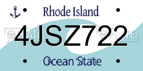 4JSZ722 Rhode Island License Plate