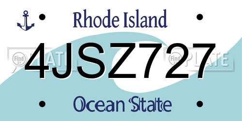 4JSZ727 Rhode Island License Plate
