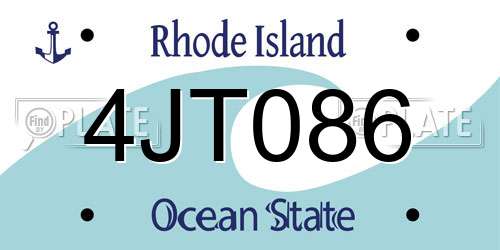 4JT086 Rhode Island License Plate