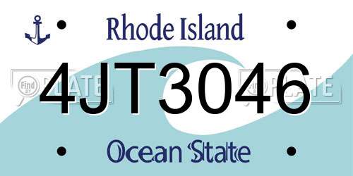 4JT3046 Rhode Island License Plate