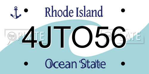 4JTO56 Rhode Island License Plate