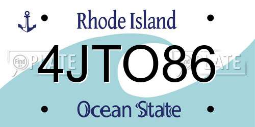 4JTO86 Rhode Island License Plate