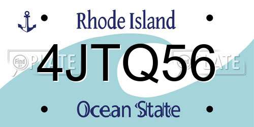4JTQ56 Rhode Island License Plate