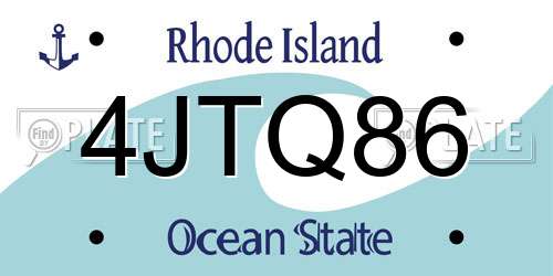 4JTQ86 Rhode Island License Plate