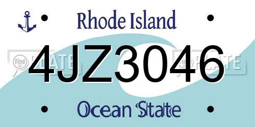4JZ3046 Rhode Island License Plate