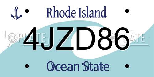 4JZD86 Rhode Island License Plate