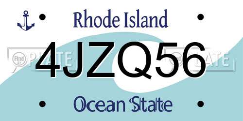 4JZQ56 Rhode Island License Plate