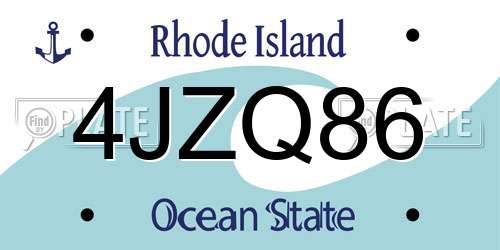 4JZQ86 Rhode Island License Plate