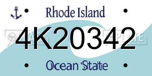 4K20342 Rhode Island License Plate