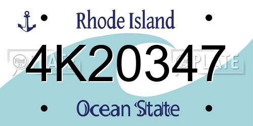 4K20347 Rhode Island License Plate
