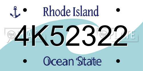 4K52322 Rhode Island License Plate