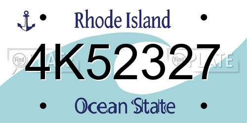 4K52327 Rhode Island License Plate