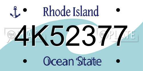4K52377 Rhode Island License Plate
