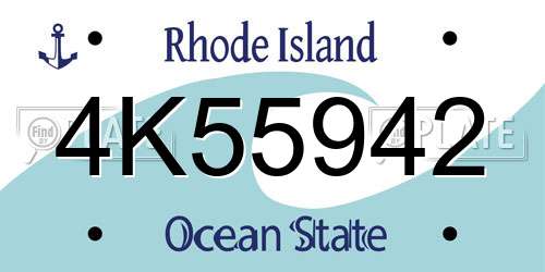 4K55942 Rhode Island License Plate