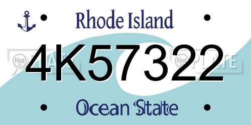 4K57322 Rhode Island License Plate
