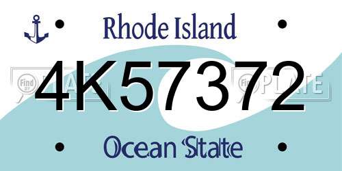 4K57372 Rhode Island License Plate