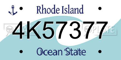 4K57377 Rhode Island License Plate