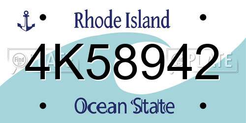 4K58942 Rhode Island License Plate